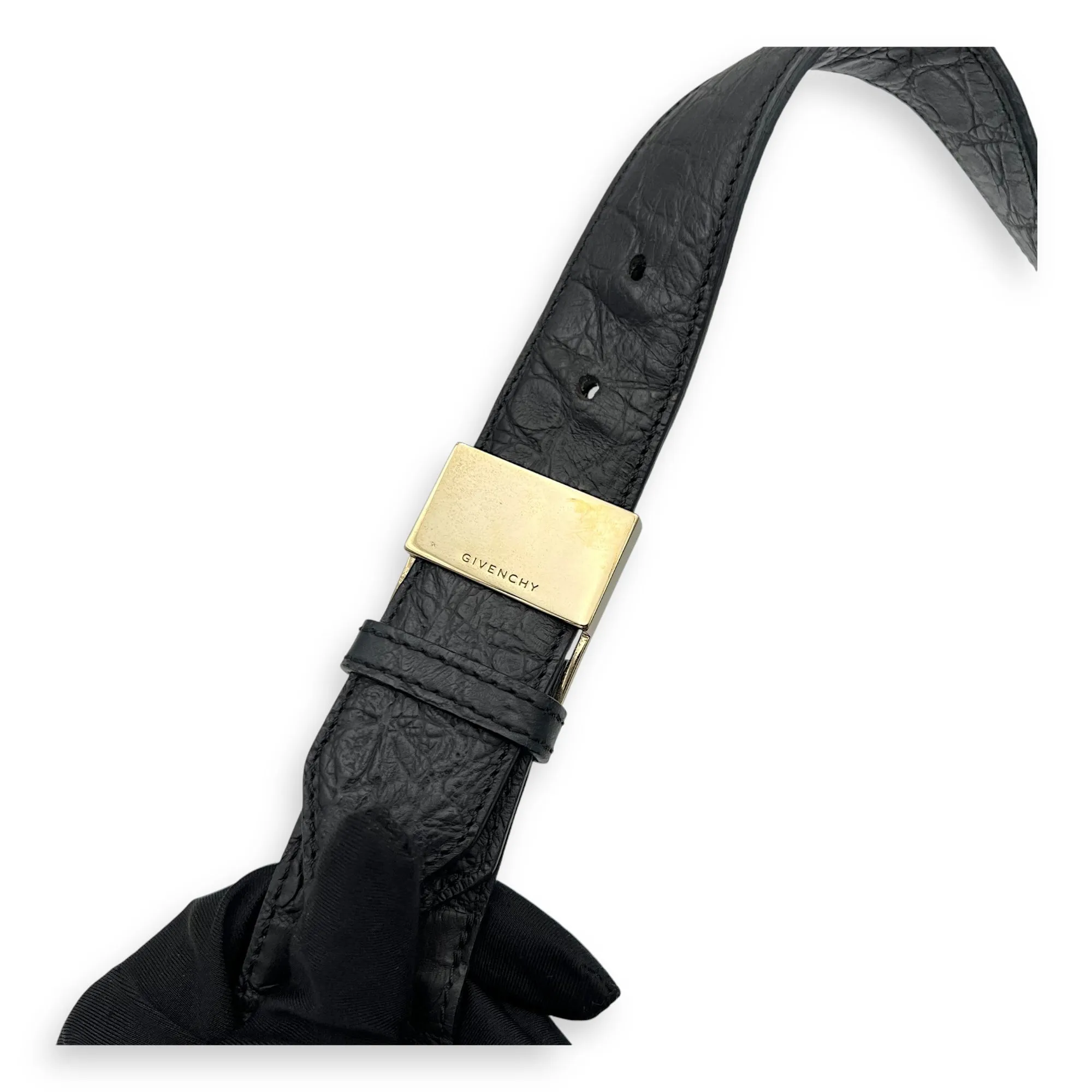 HDG Tote Bag Black in Crocodile Embossed Calfskin, Gold hardware