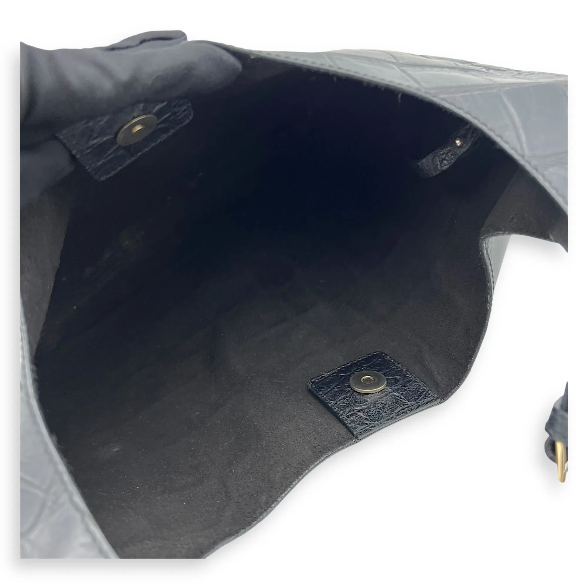 HDG Tote Bag Black in Crocodile Embossed Calfskin, Gold hardware