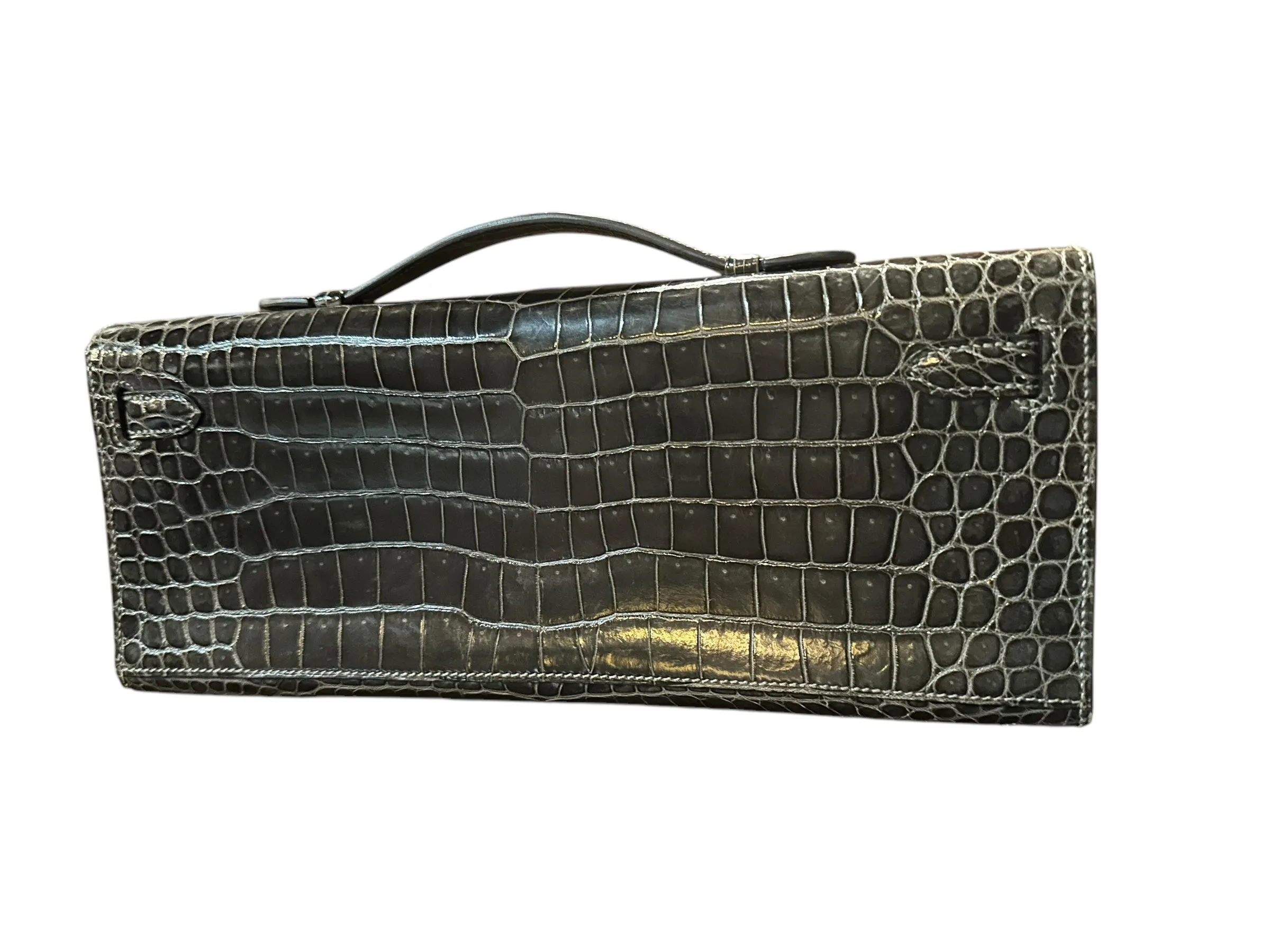 Hermès Kelly Cut Crocodile, Graphite PW
