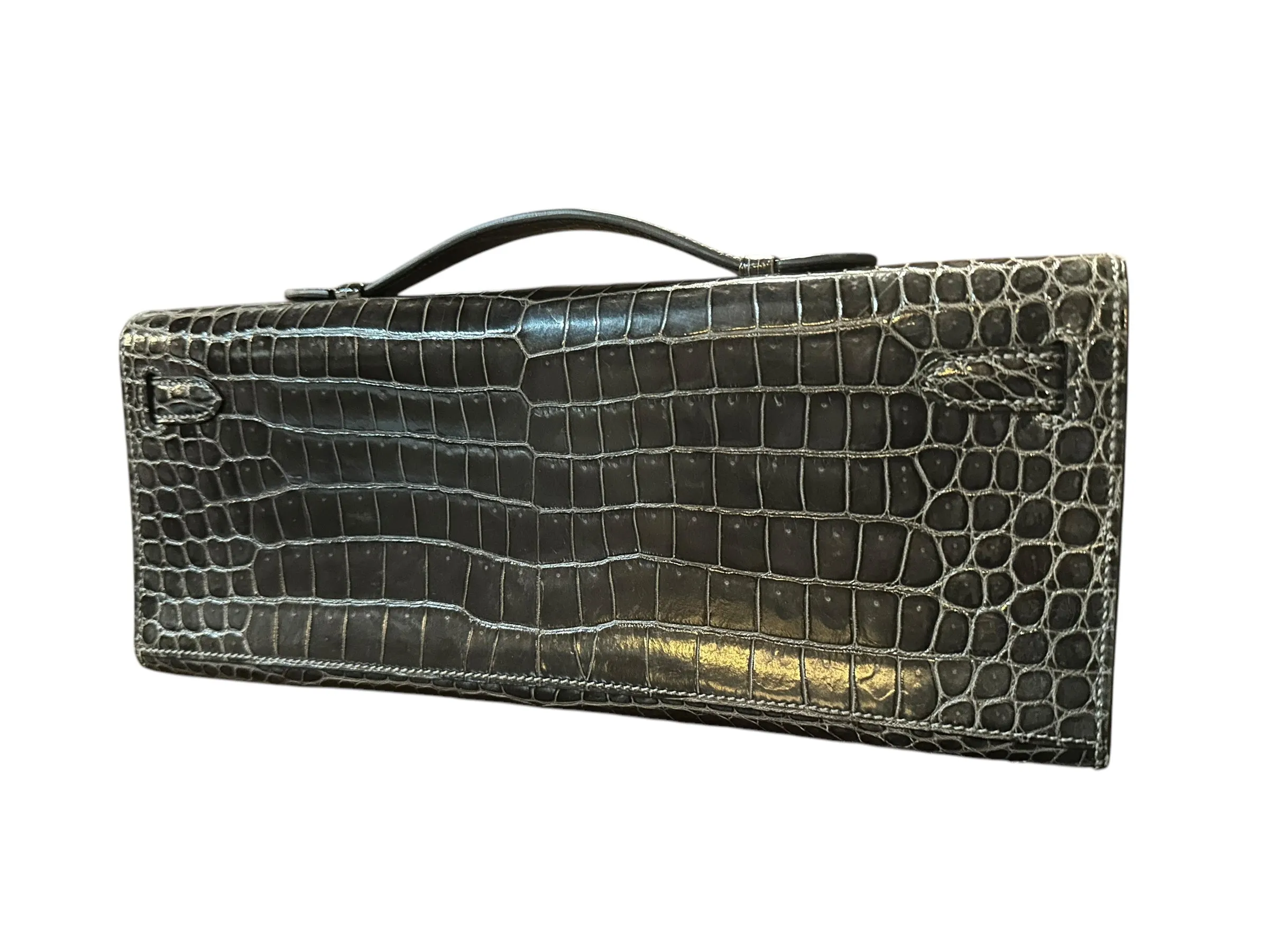 Hermès Kelly Cut Crocodile, Graphite PW