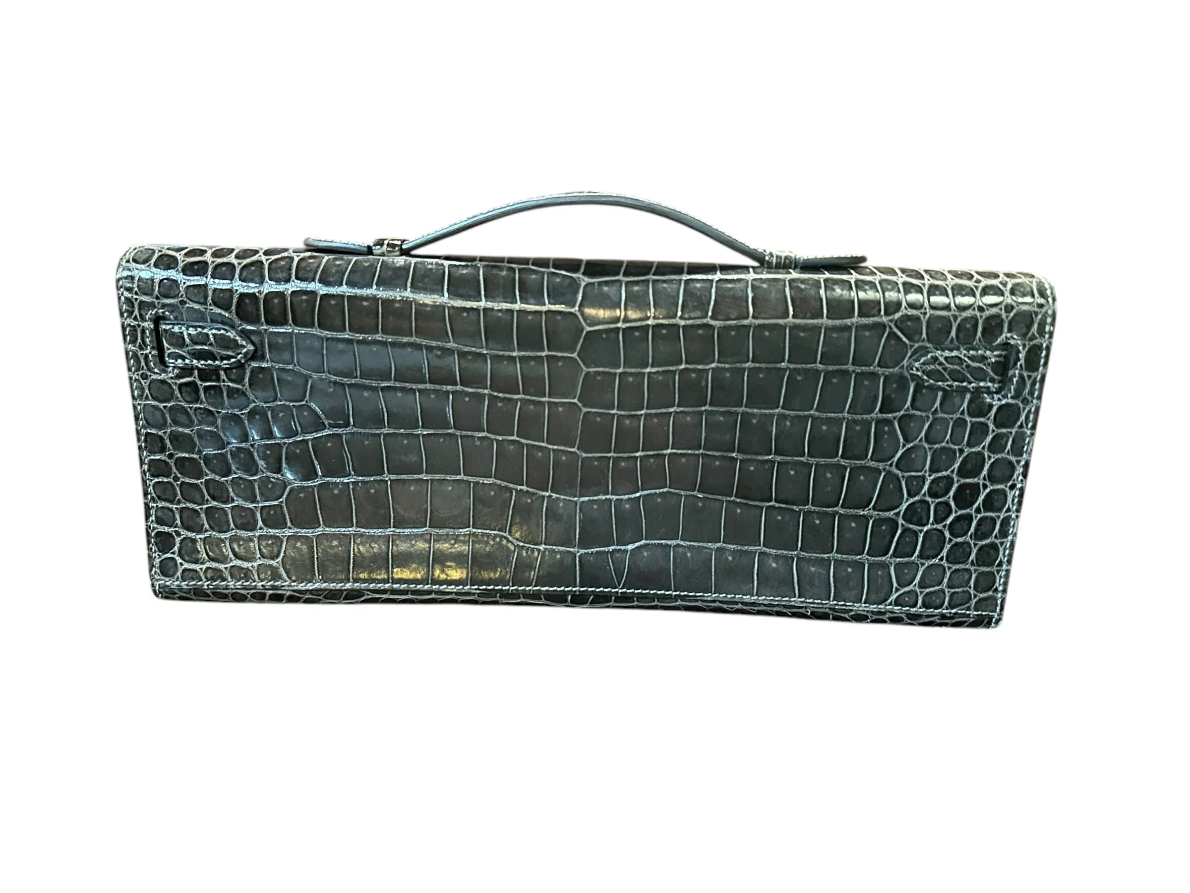 Hermès Kelly Cut Crocodile, Graphite PW