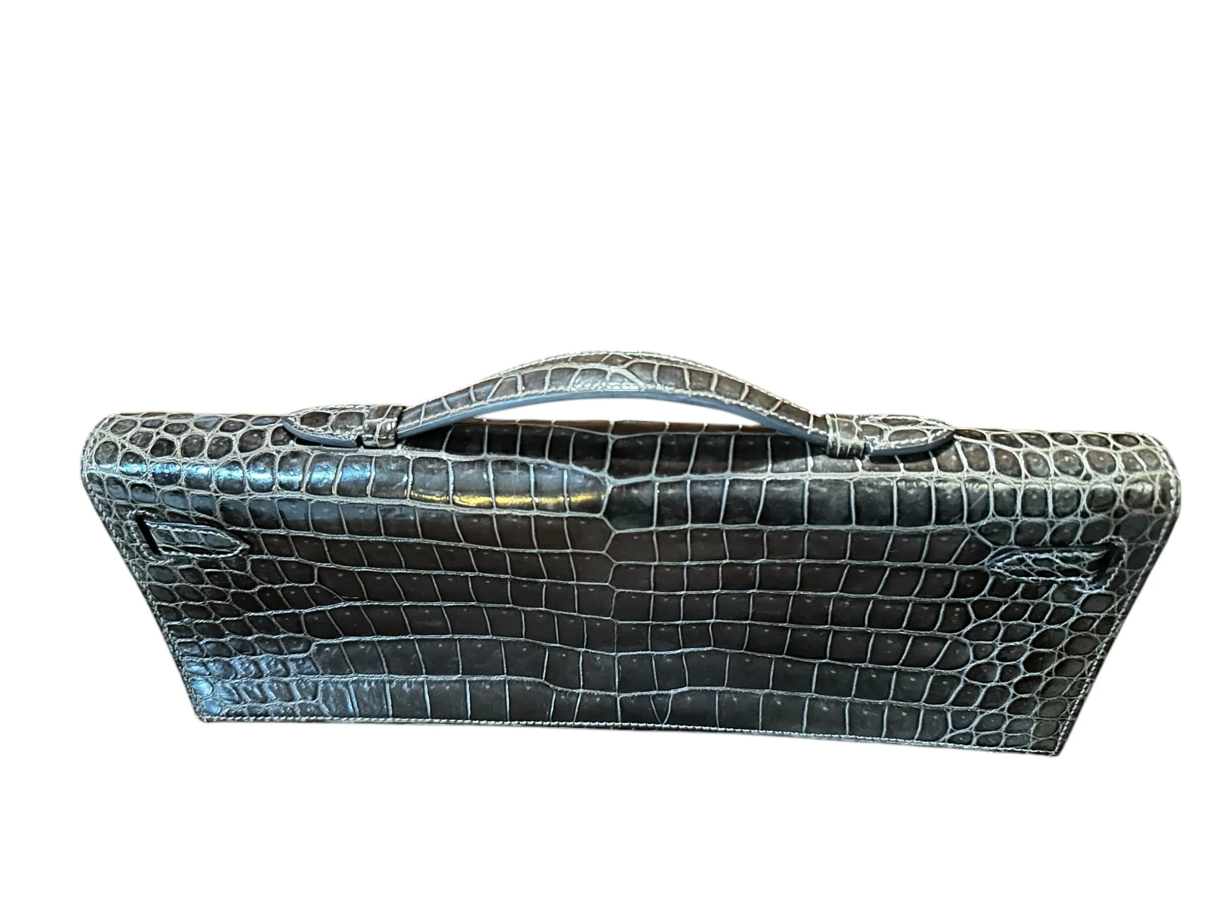 Hermès Kelly Cut Crocodile, Graphite PW