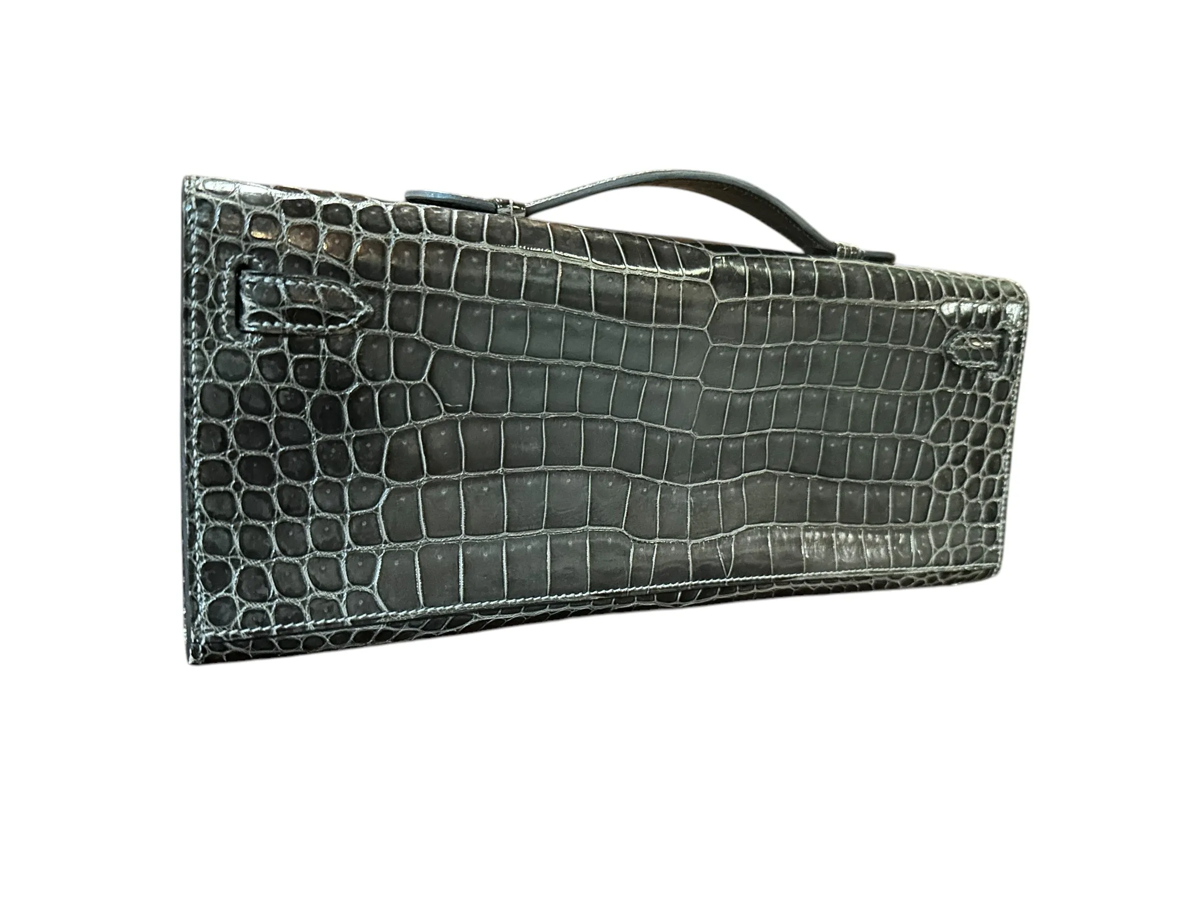 Hermès Kelly Cut Crocodile, Graphite PW
