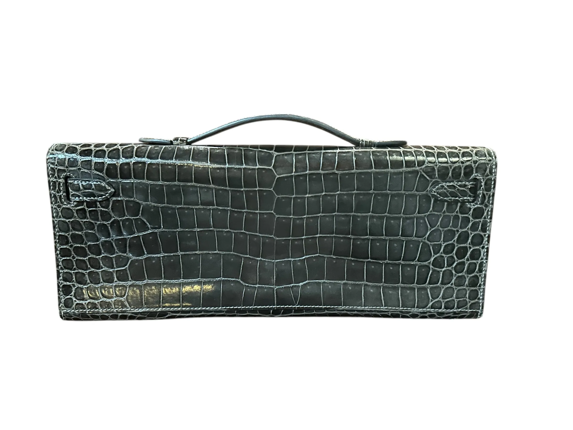 Hermès Kelly Cut Crocodile, Graphite PW