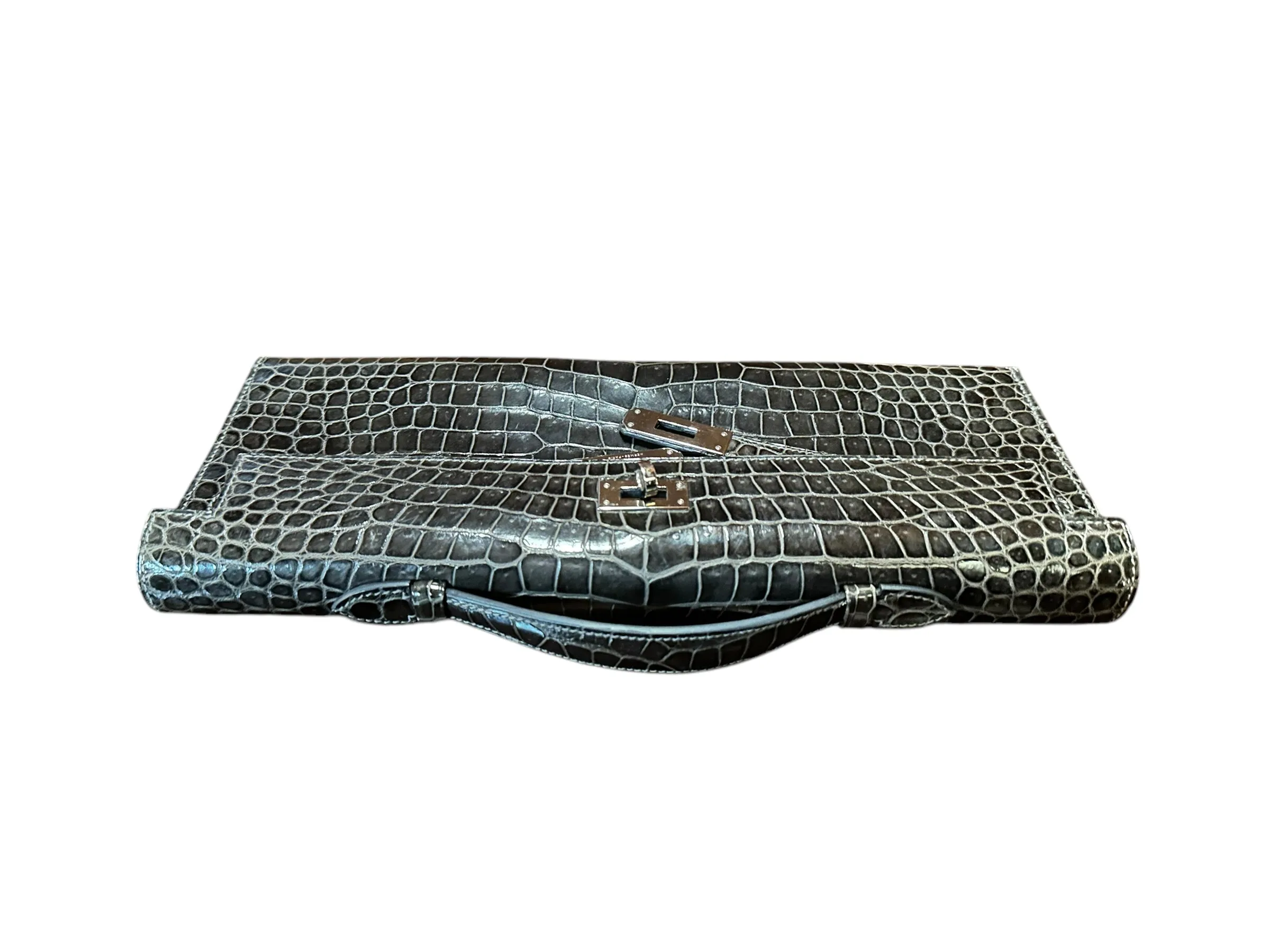 Hermès Kelly Cut Crocodile, Graphite PW