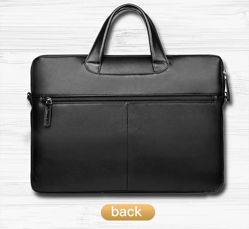 Hight Quality Leather Briefcase Business Style Waterproof Shoulder Bag For Macbook Pro