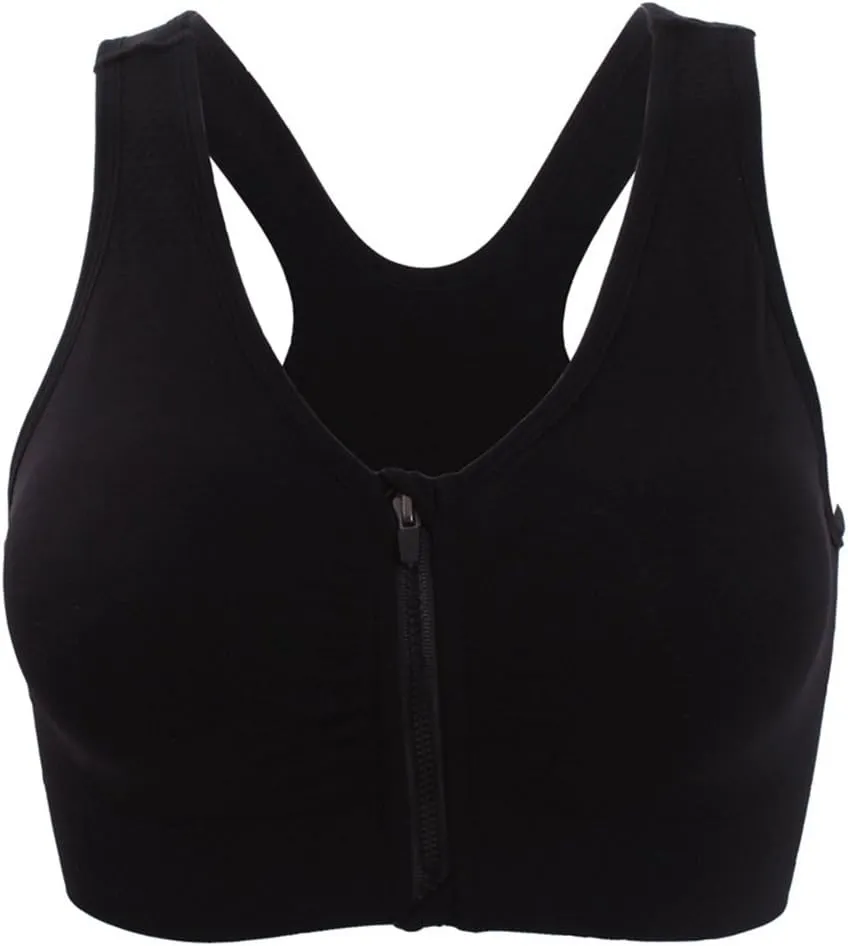 Hiking Gril Women's Zip Front Sports Bra Wireless Post-Surgery Yoga Bras