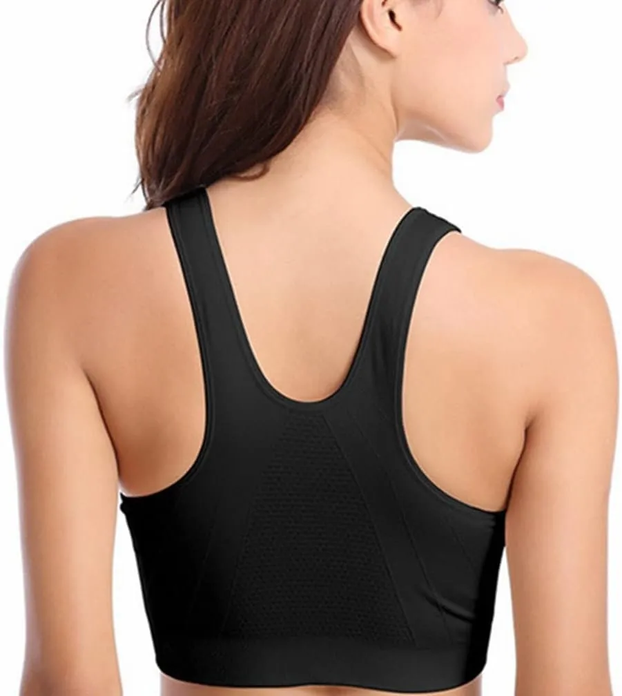 Hiking Gril Women's Zip Front Sports Bra Wireless Post-Surgery Yoga Bras
