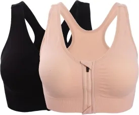 Hiking Gril Women's Zip Front Sports Bra Wireless Post-Surgery Yoga Bras