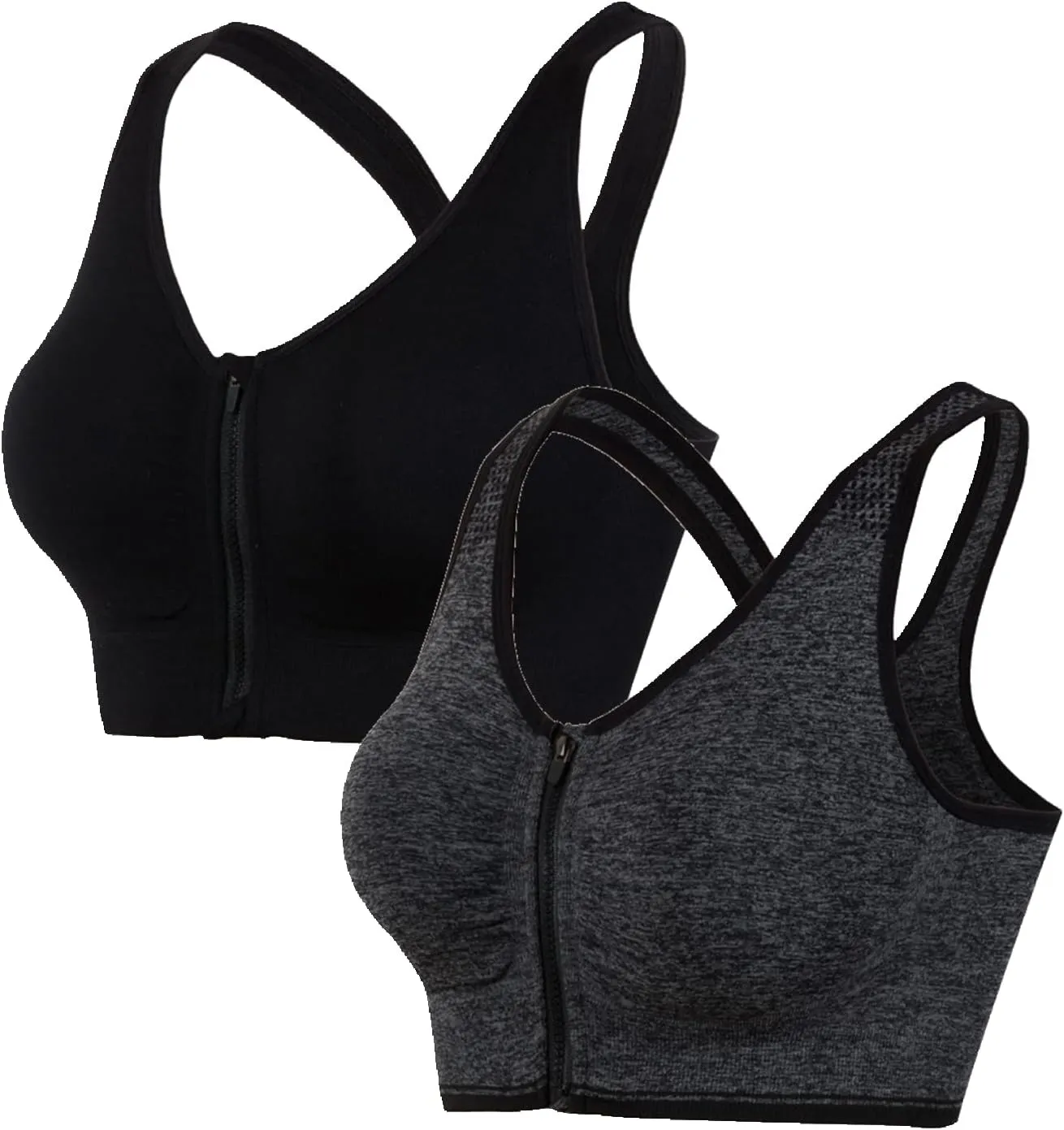 Hiking Gril Women's Zip Front Sports Bra Wireless Post-Surgery Yoga Bras