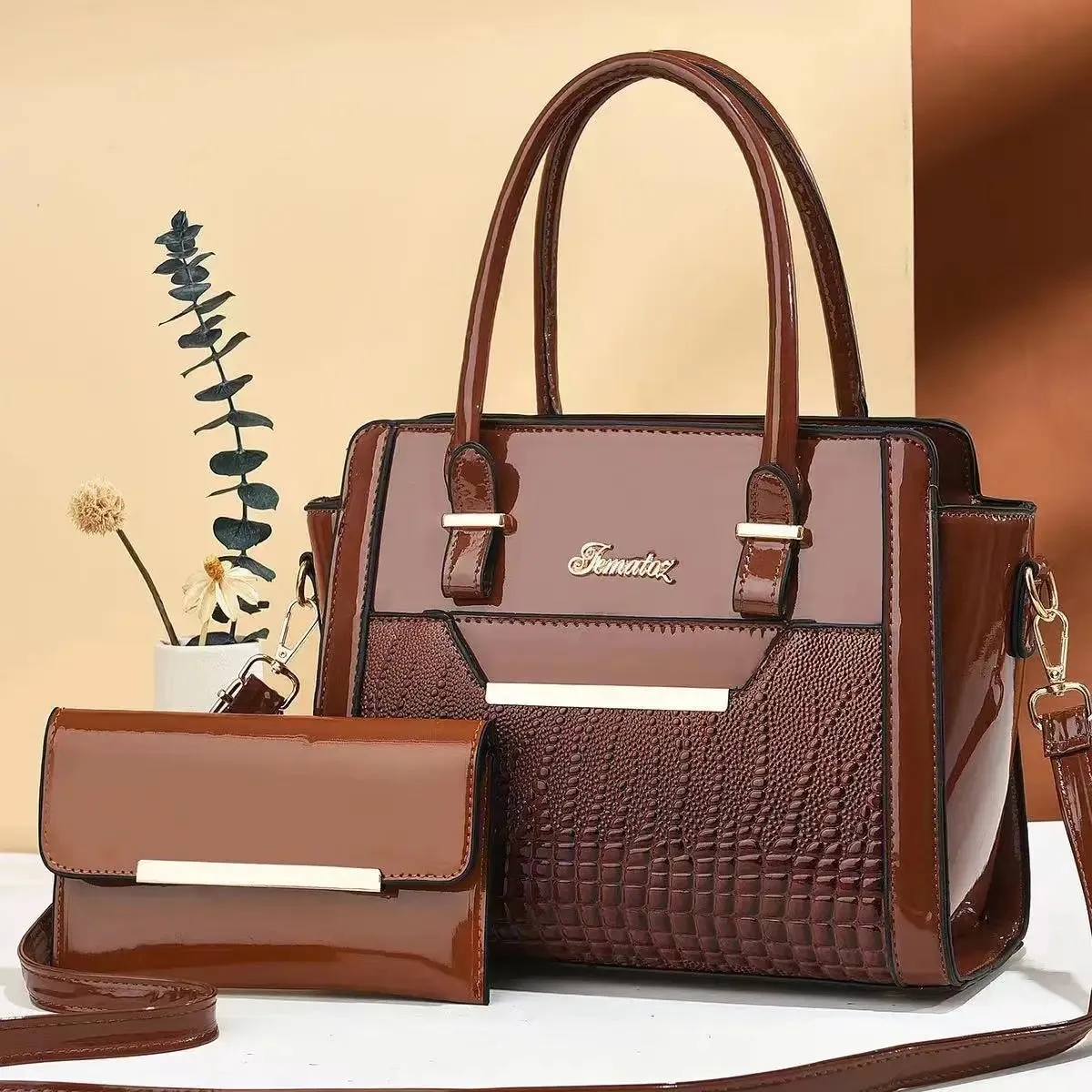 Lady Glams 2024 Large Capacity Crocodile Patterned Crossbody Composite Bag - Elevate Your Style with High-Quality PU Fashion Handbags