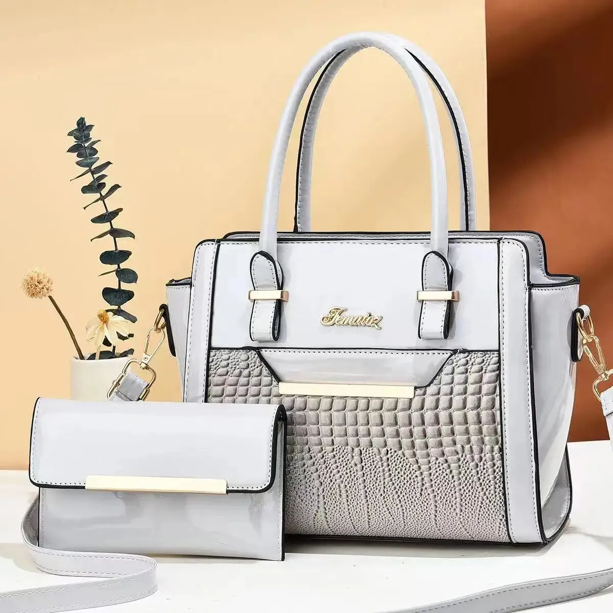 Lady Glams 2024 Large Capacity Crocodile Patterned Crossbody Composite Bag - Elevate Your Style with High-Quality PU Fashion Handbags