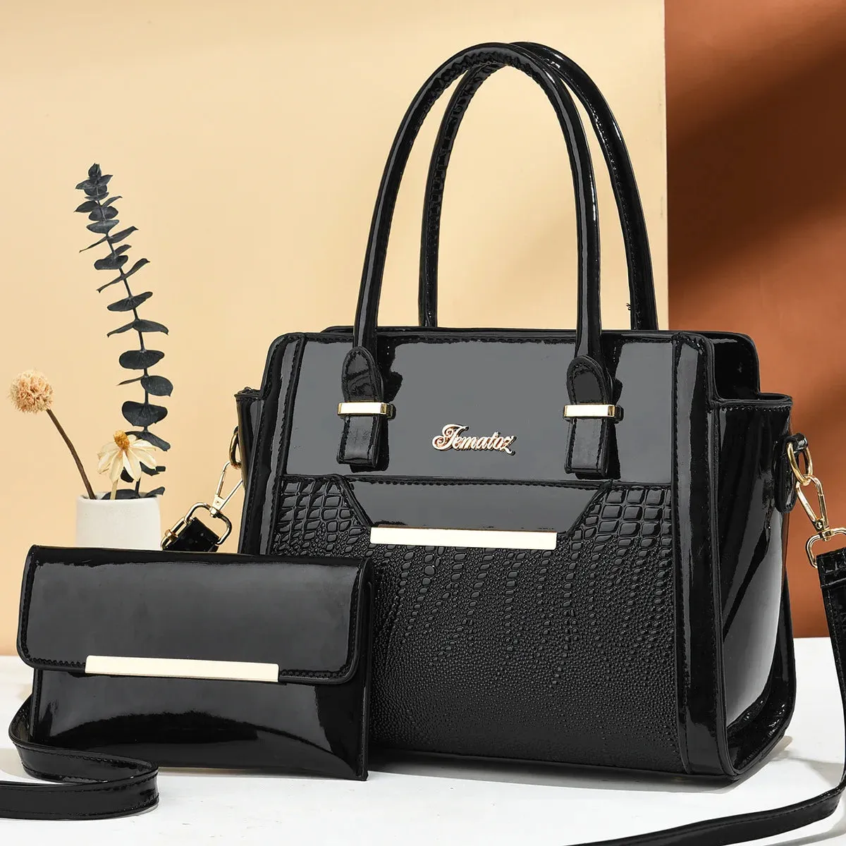 Lady Glams 2024 Large Capacity Crocodile Patterned Crossbody Composite Bag - Elevate Your Style with High-Quality PU Fashion Handbags