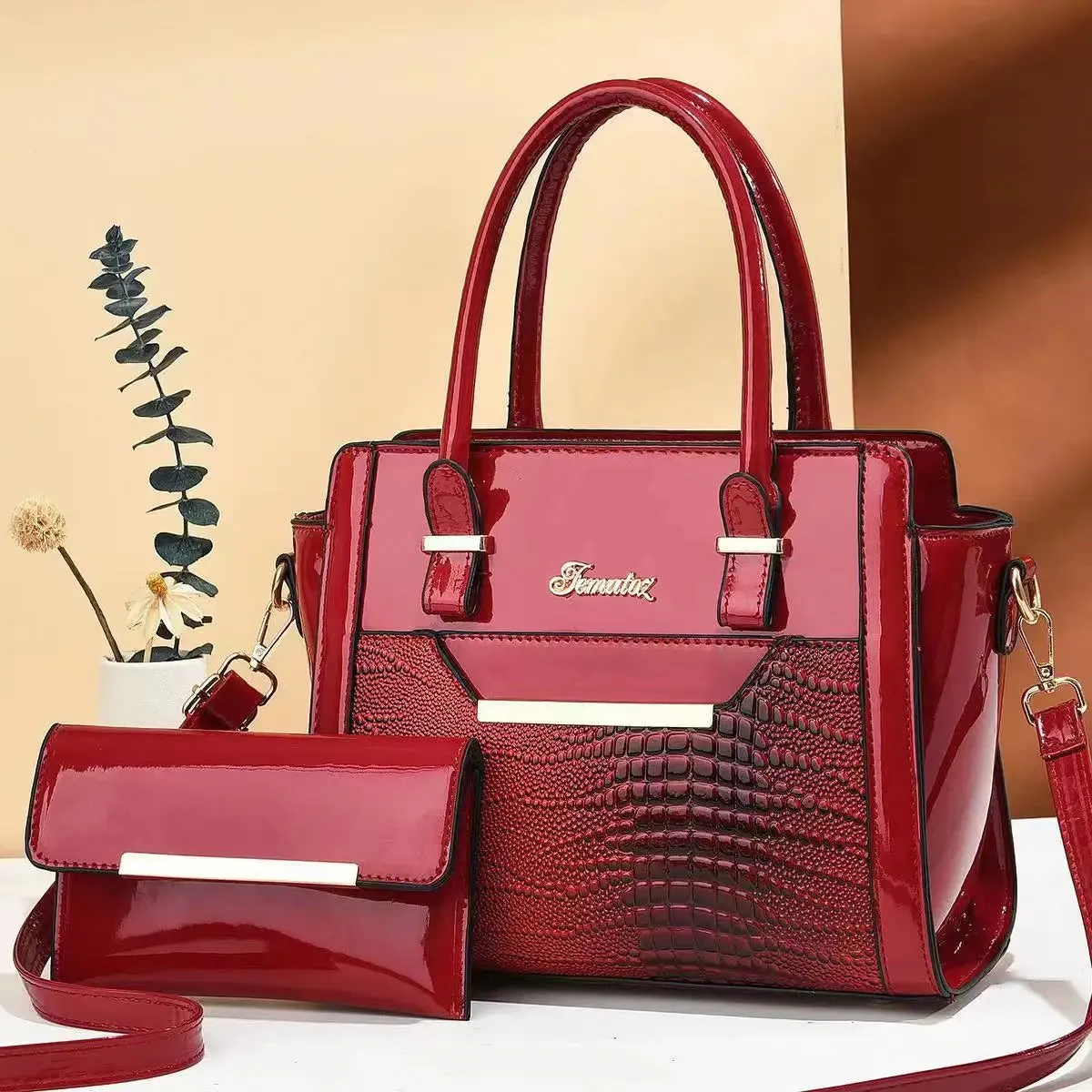 Lady Glams 2024 Large Capacity Crocodile Patterned Crossbody Composite Bag - Elevate Your Style with High-Quality PU Fashion Handbags