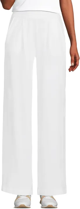 Lands' End Women's Knit High Rise Pleated Wide Leg Pants