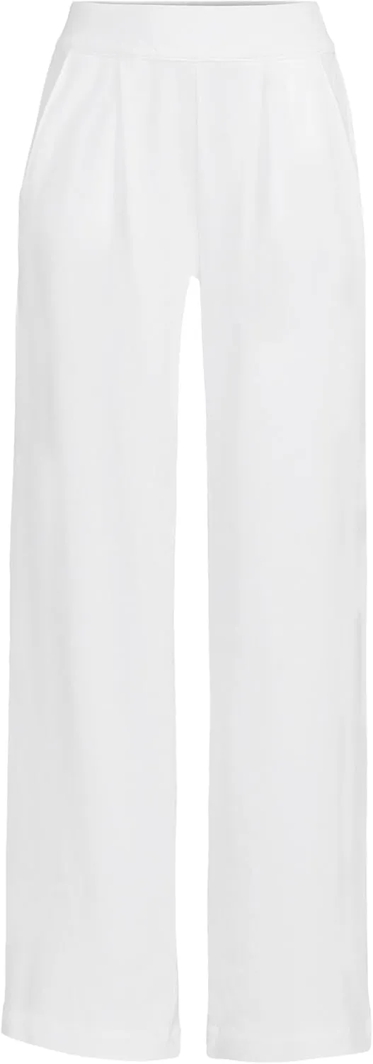 Lands' End Women's Knit High Rise Pleated Wide Leg Pants
