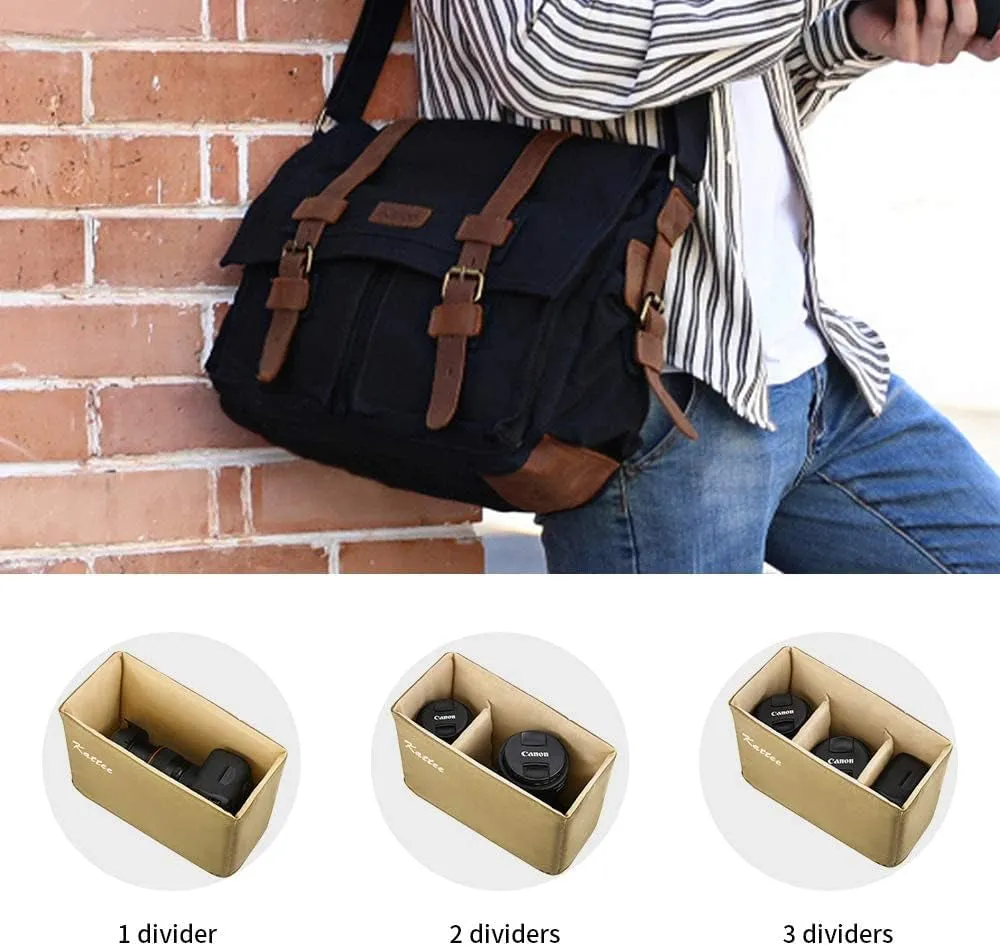 Leather Canvas Camera Bag Vintage DSLR Shoulder Bag