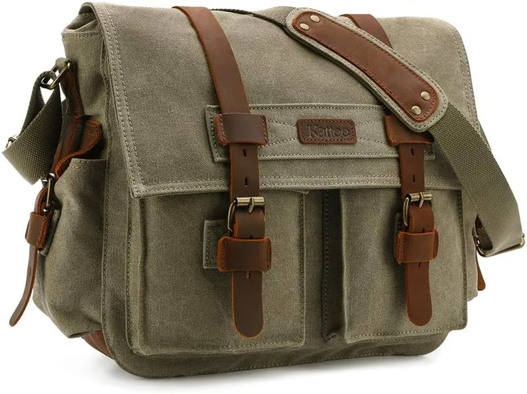 Leather Canvas Camera Bag Vintage DSLR Shoulder Bag