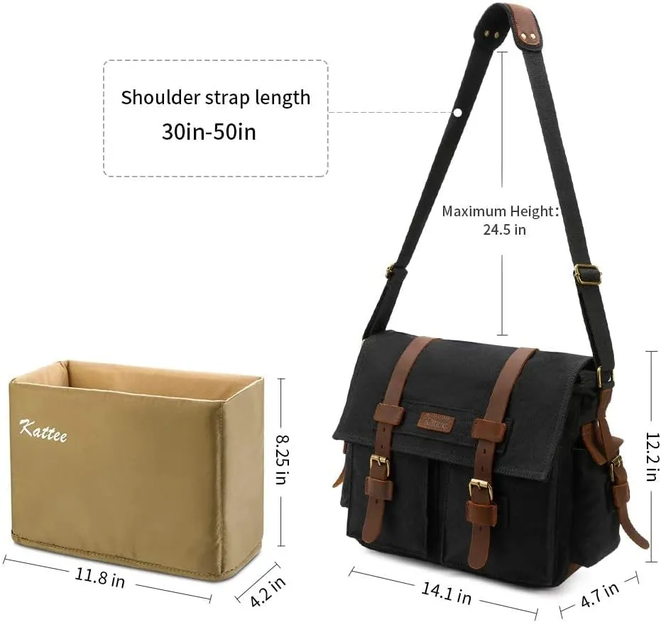 Leather Canvas Camera Bag Vintage DSLR Shoulder Bag