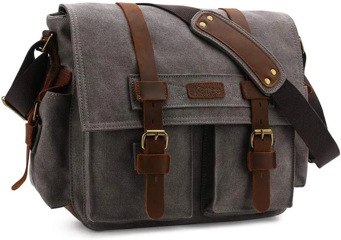 Leather Canvas Camera Bag Vintage DSLR Shoulder Bag