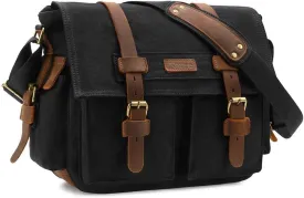 Leather Canvas Camera Bag Vintage DSLR Shoulder Bag