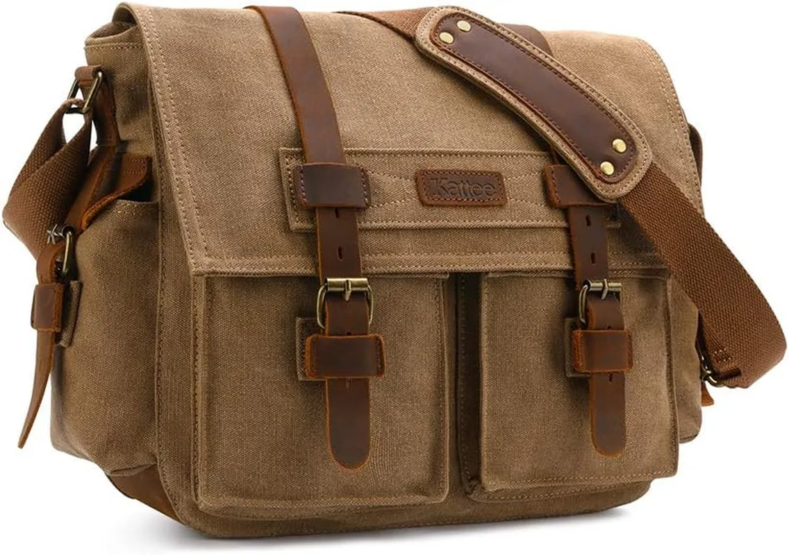 Leather Canvas Camera Bag Vintage DSLR Shoulder Bag