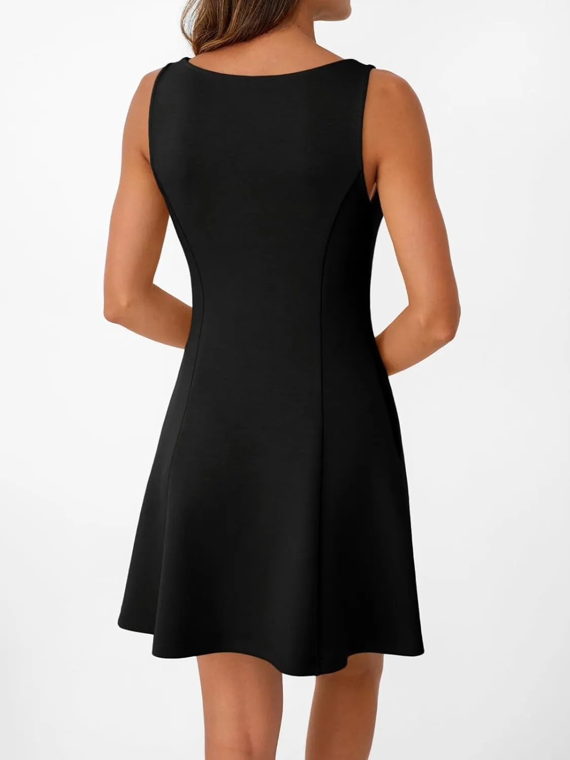 LILLUSORY Women's A-Line Boat Neck Flowy Mini Dress Summer 2025 Going Out Party Club Vacation Sleeveless Tank Dresses