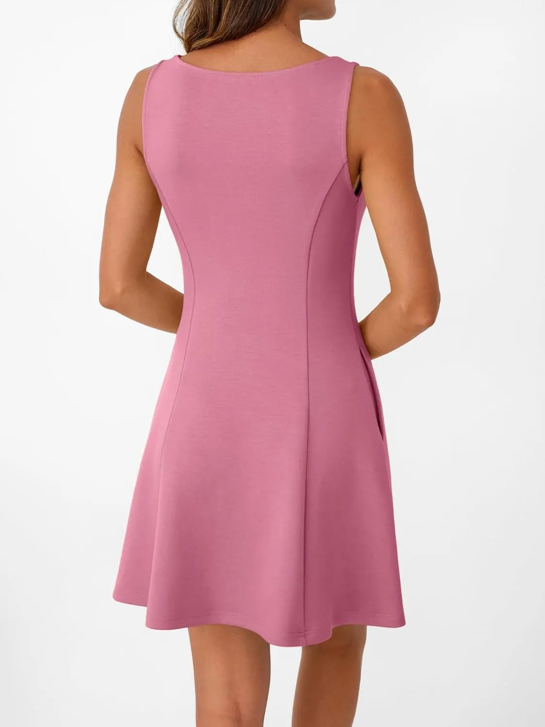 LILLUSORY Women's A-Line Boat Neck Flowy Mini Dress Summer 2025 Going Out Party Club Vacation Sleeveless Tank Dresses