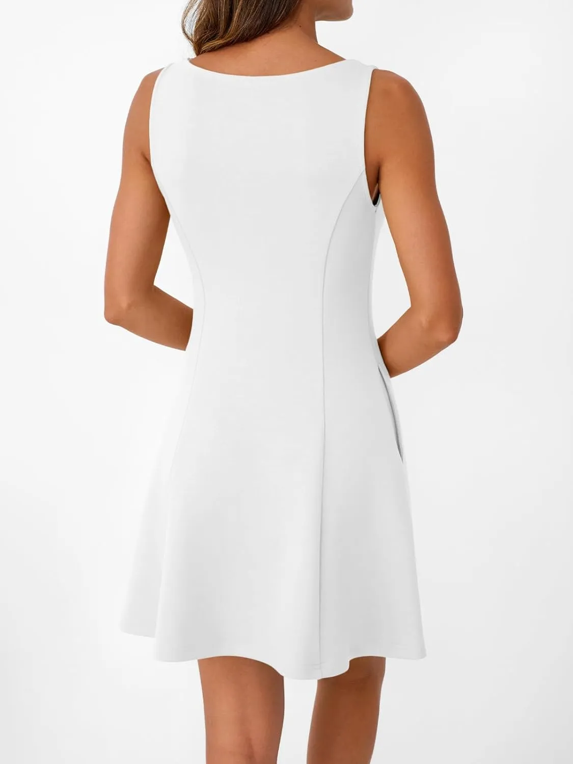 LILLUSORY Women's A-Line Boat Neck Flowy Mini Dress Summer 2025 Going Out Party Club Vacation Sleeveless Tank Dresses