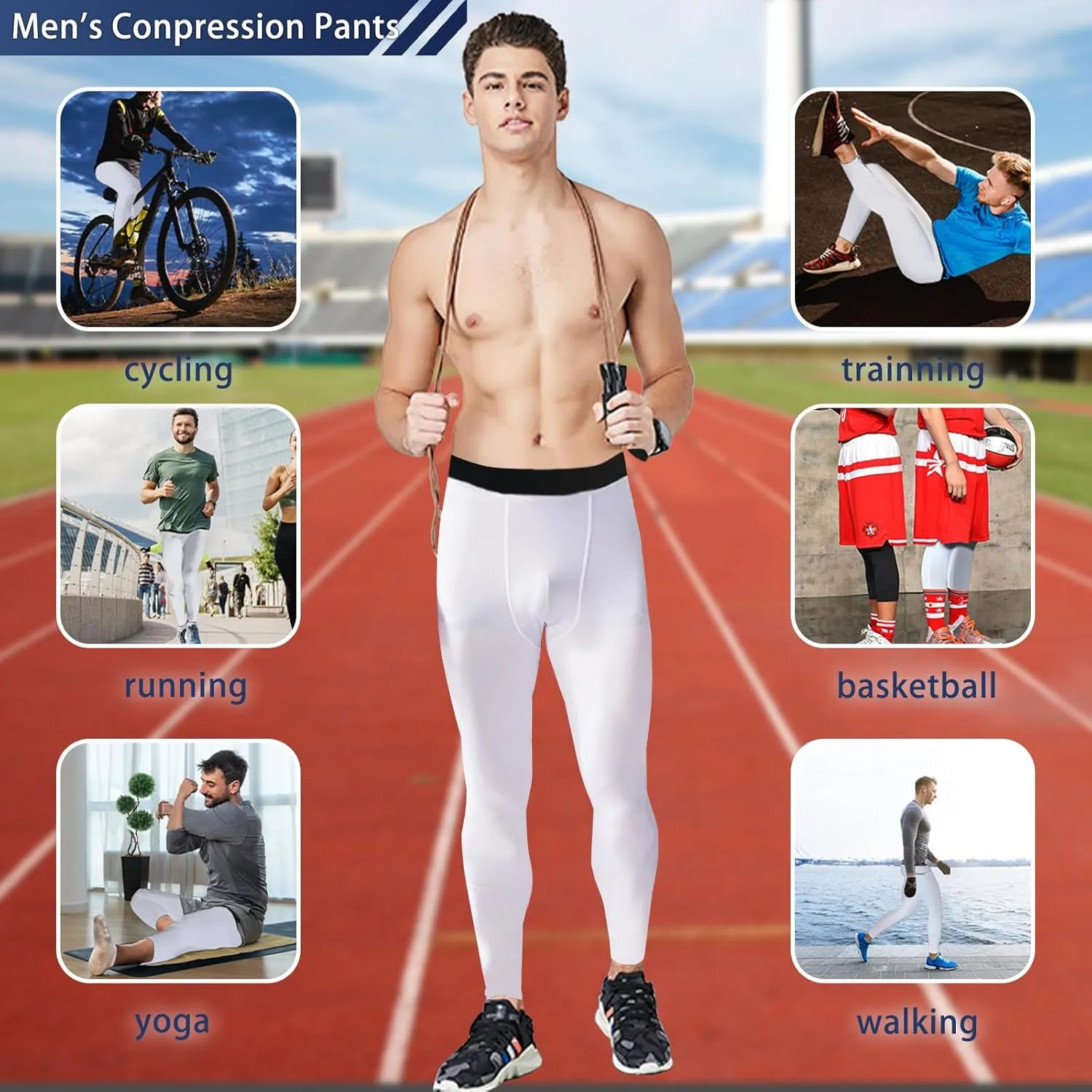 Men??s Compression Pants Athletic Running Leggings Workout Tights Quick Dry Base Layer Basketball Sports Underpants