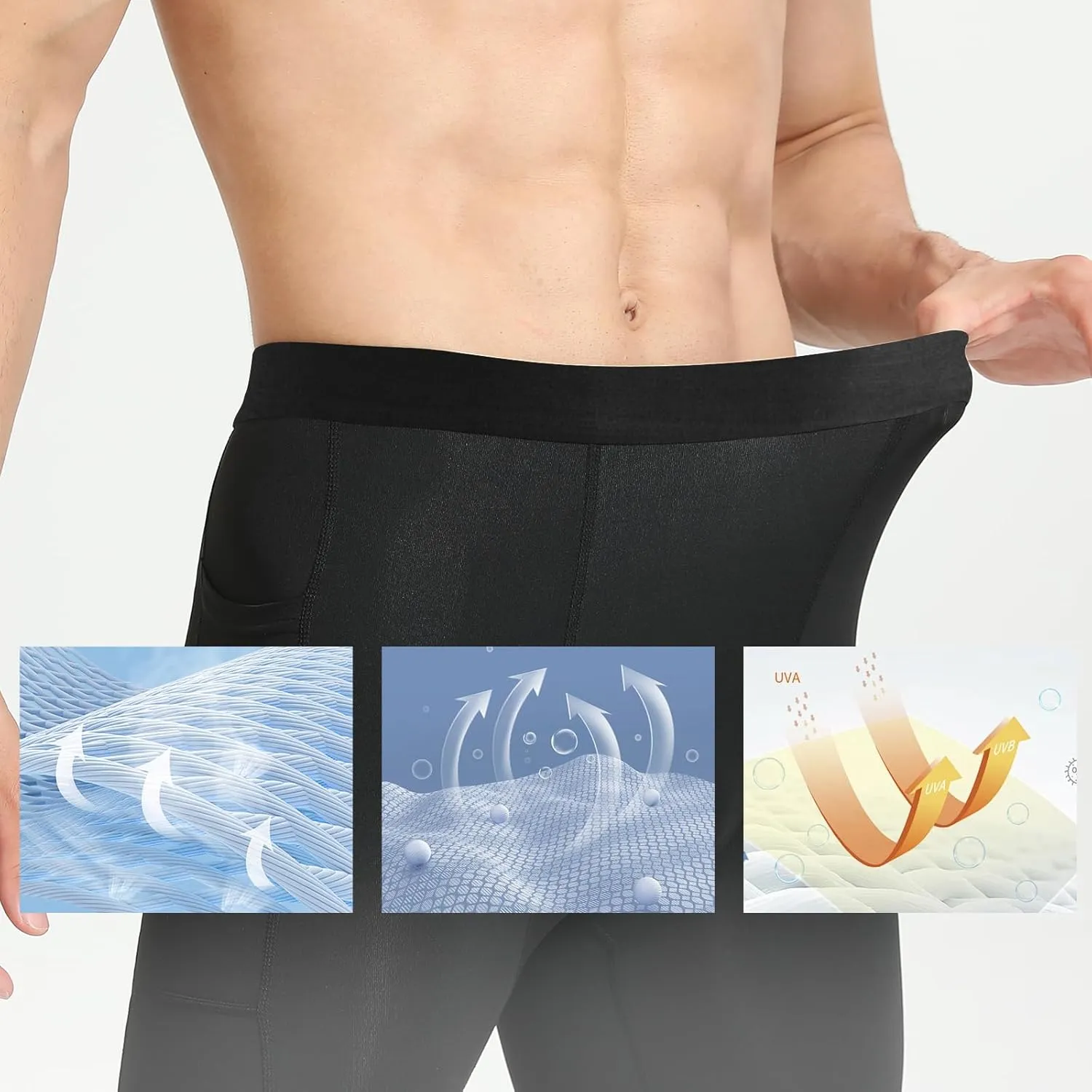 Men??s Compression Pants with Pocket Athletic Running Tight Phone Pockets Leggings Workout Base Layer Underpants