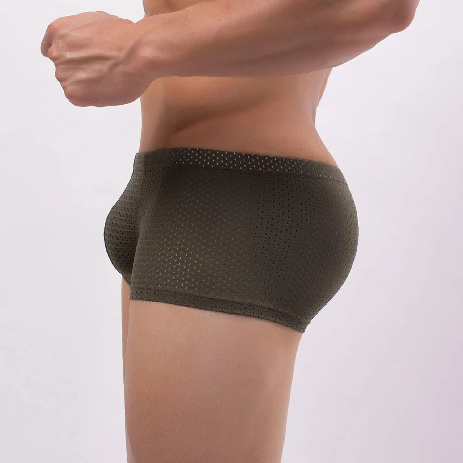 Mens Underwear Boxers Men's Solid Mesh Net Breathable Reguard Rise Pouch Boxer Briefs Sports Underpants Trunks