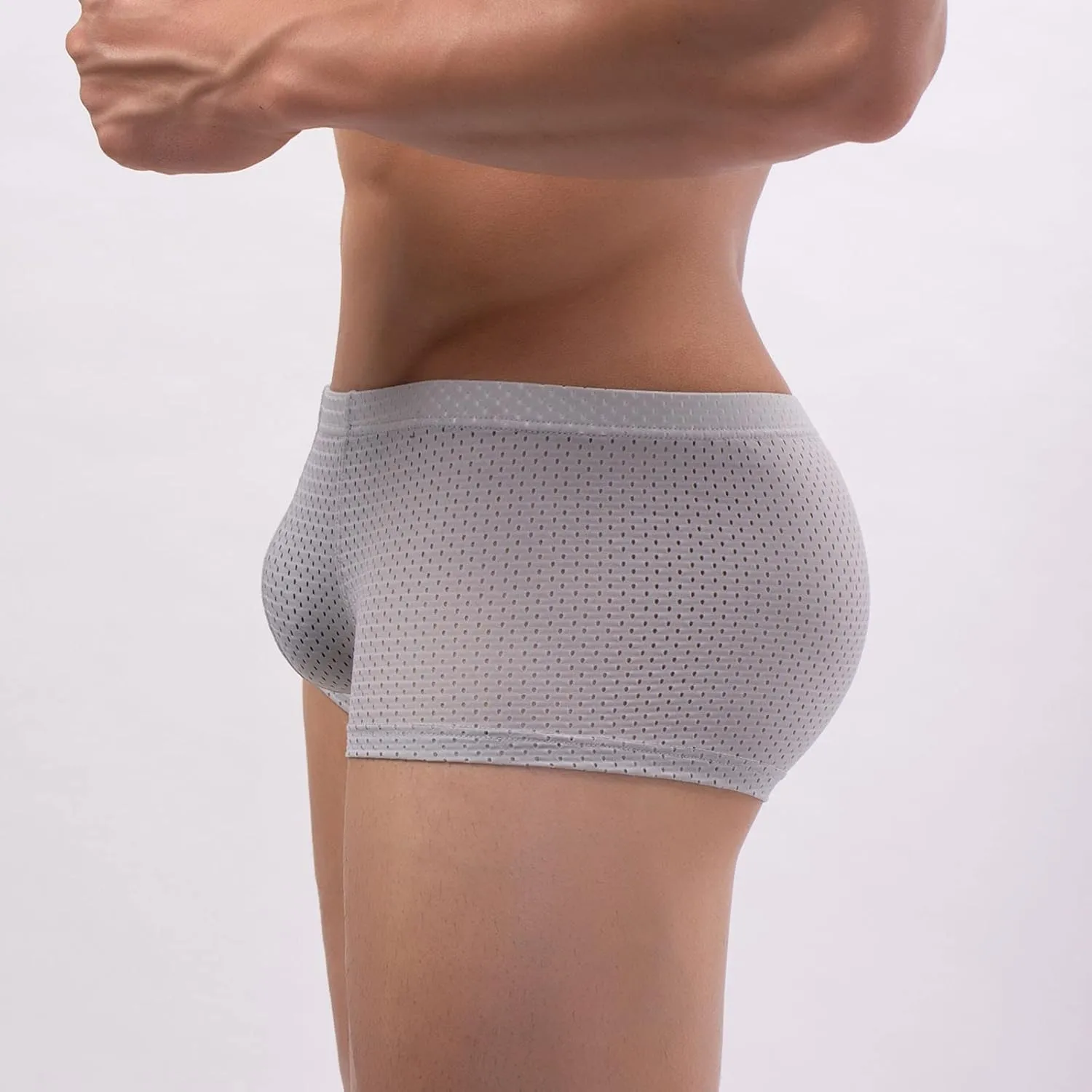 Mens Underwear Boxers Men's Solid Mesh Net Breathable Reguard Rise Pouch Boxer Briefs Sports Underpants Trunks