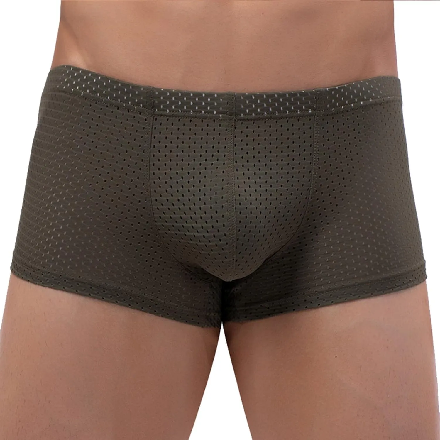 Mens Underwear Boxers Men's Solid Mesh Net Breathable Reguard Rise Pouch Boxer Briefs Sports Underpants Trunks