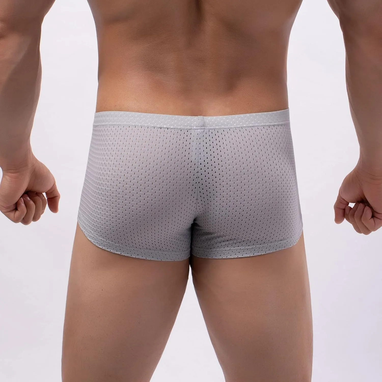 Mens Underwear Boxers Men's Solid Mesh Net Breathable Reguard Rise Pouch Boxer Briefs Sports Underpants Trunks