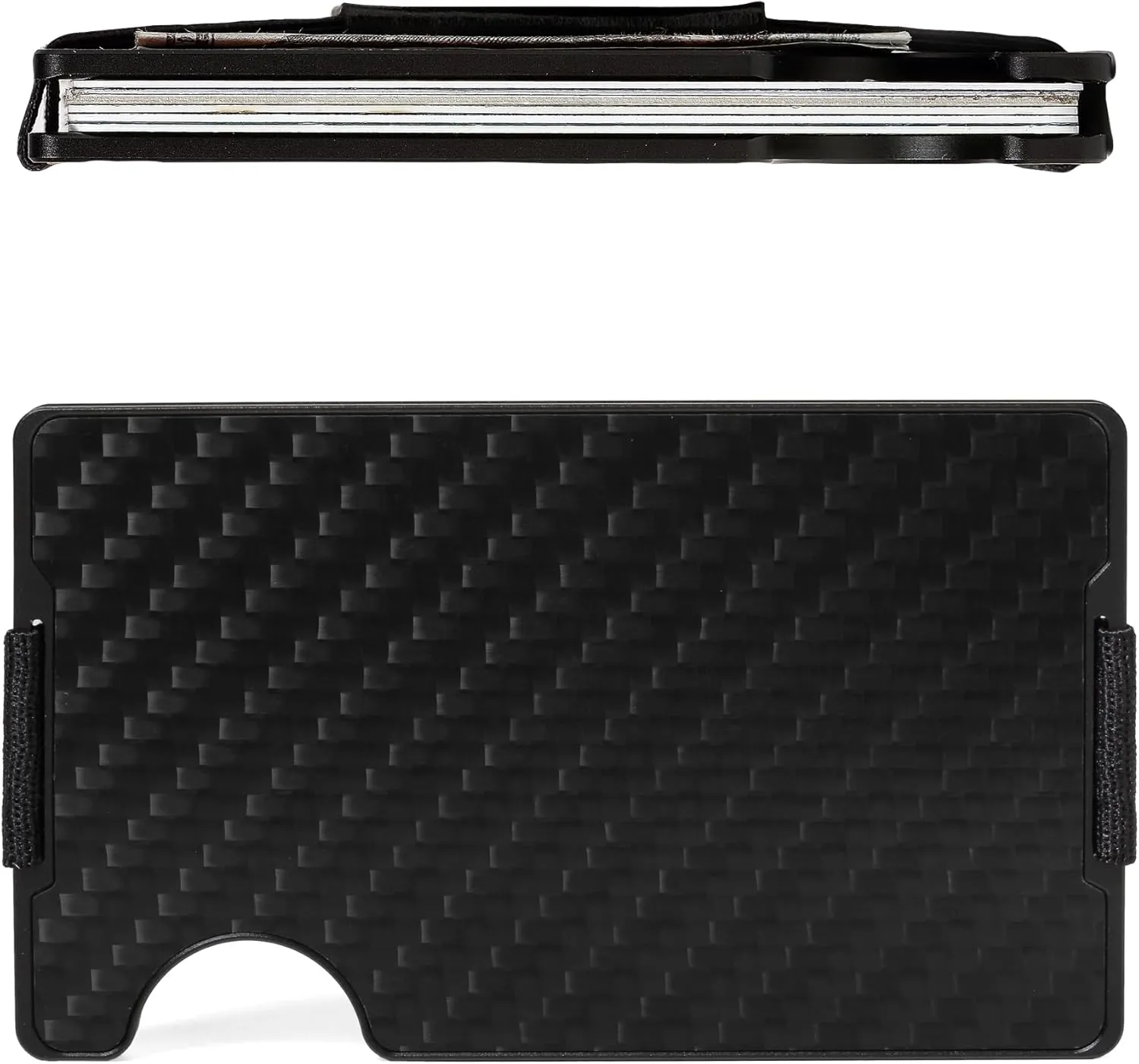 Minimalist Carbon Fiber Wallet for Men, Money Clip Cash Strap Wallet, RFID Blocking Metal Wallet Aluminum Card Holder,Front Pocket Wallet