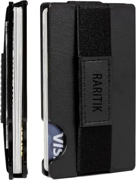 Minimalist Carbon Fiber Wallet for Men, Money Clip Cash Strap Wallet, RFID Blocking Metal Wallet Aluminum Card Holder,Front Pocket Wallet