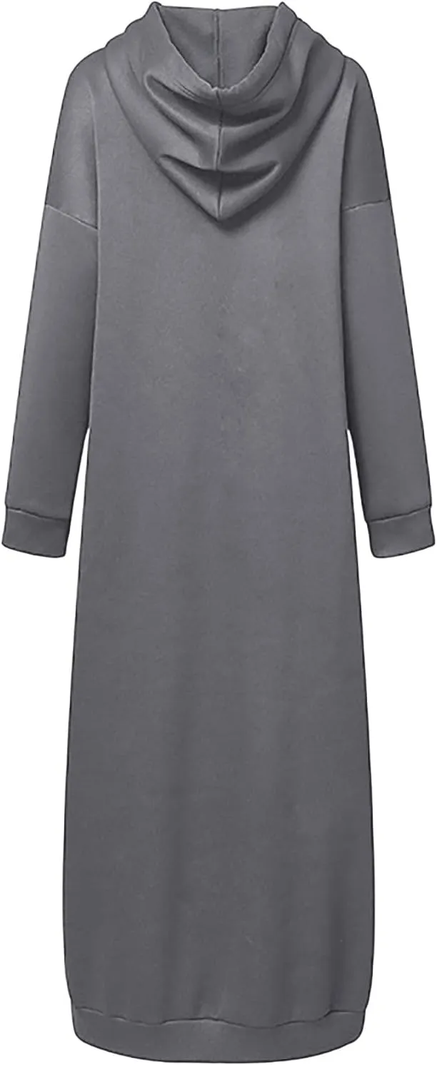 Muslim Women Tracksuit Casual Abaya Hoodie Long Sleeve Dress Hooded Jumper Islamic Sports Wear