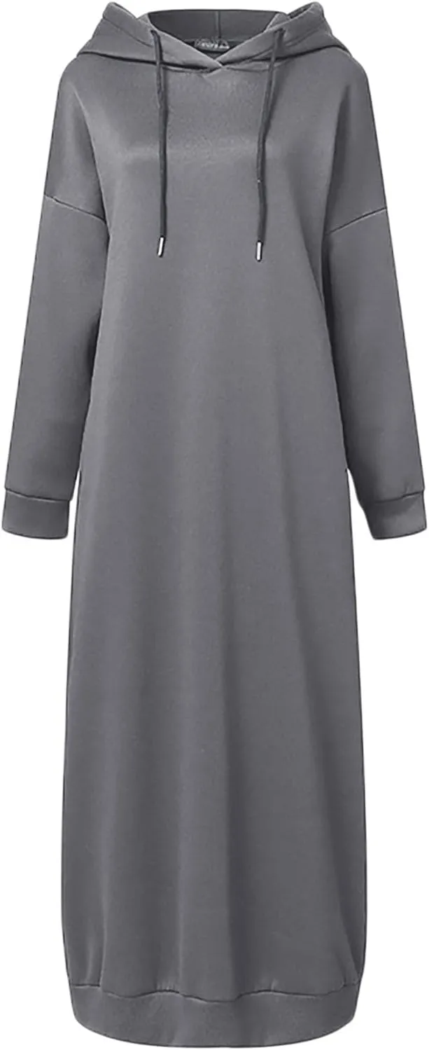 Muslim Women Tracksuit Casual Abaya Hoodie Long Sleeve Dress Hooded Jumper Islamic Sports Wear