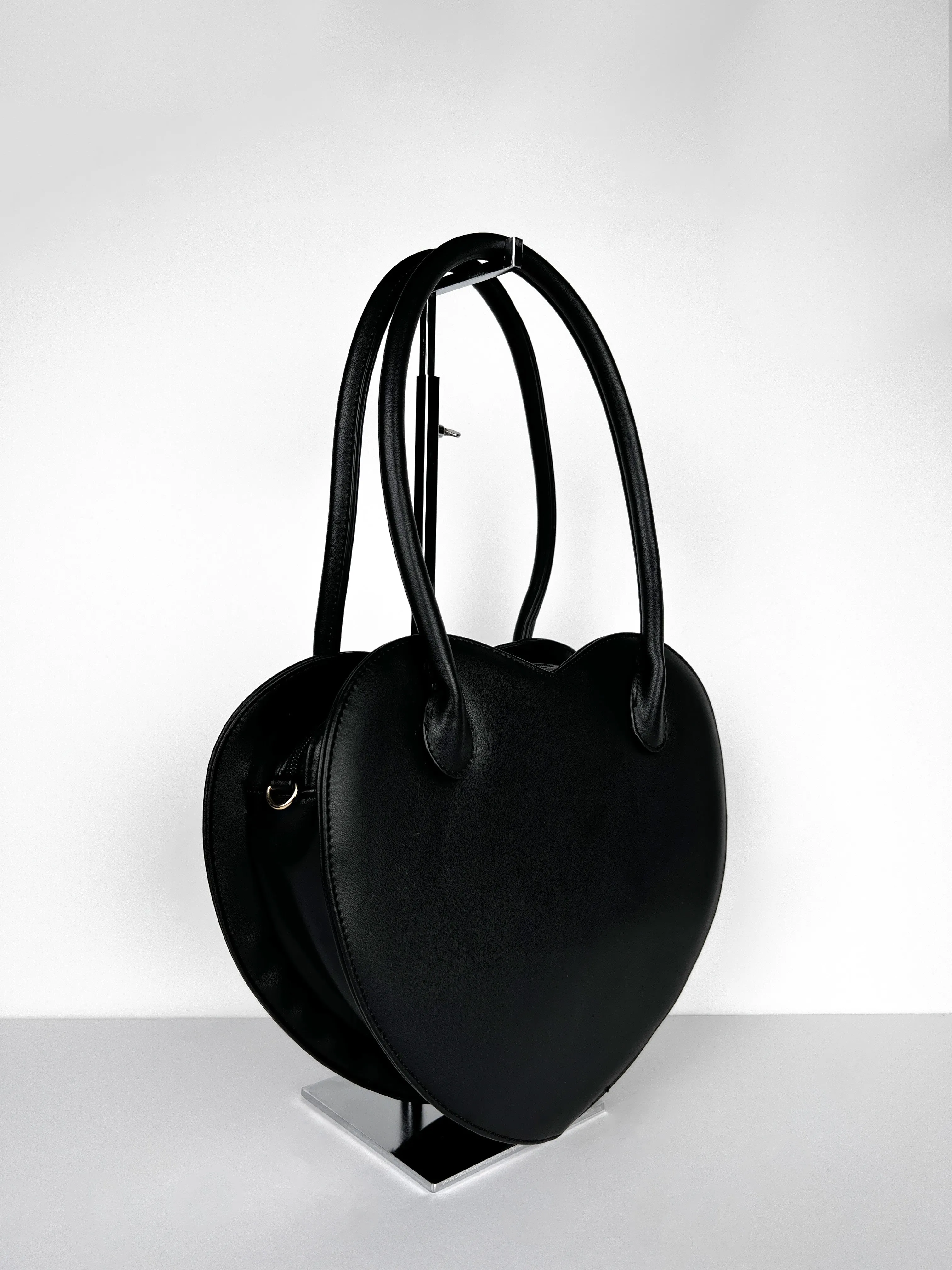 Oversized Black Heart Convertible Handbag