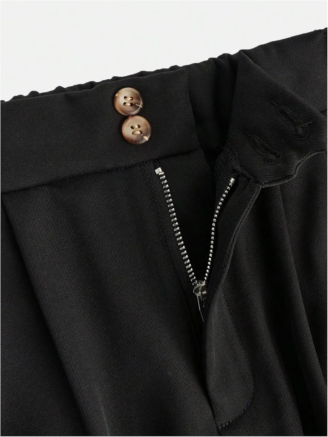 OYOANGLE Girl's Pleated Wide Leg Pants Button Zipper Fly High Waisted Long Trousers with Pocket