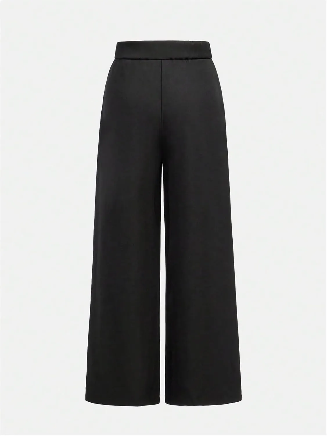 OYOANGLE Girl's Pleated Wide Leg Pants Button Zipper Fly High Waisted Long Trousers with Pocket