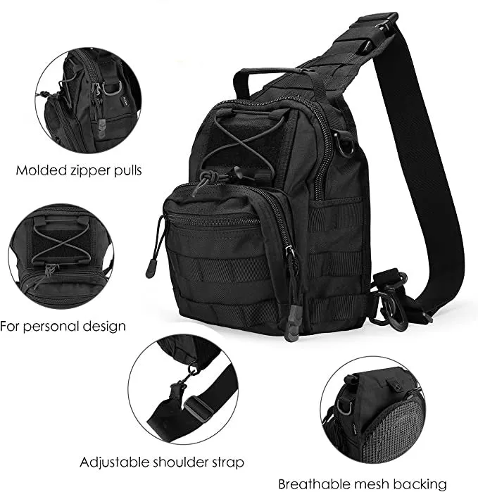 PMMT1004  Tactical Sling Bag Pack Military Rover Shoulder Backpack EDC Assault Range Bag, Water-Resistant