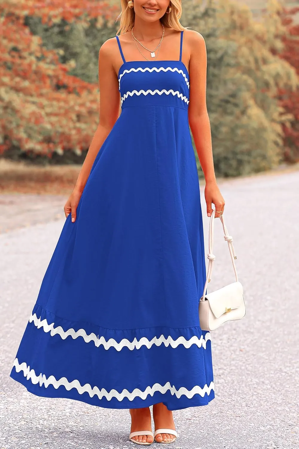 PRETTYGARDEN Women's 2025 Summer Flowy Maxi Dress Casual Sleeveless Spaghetti Strap Ruffle Beach Long Dresses