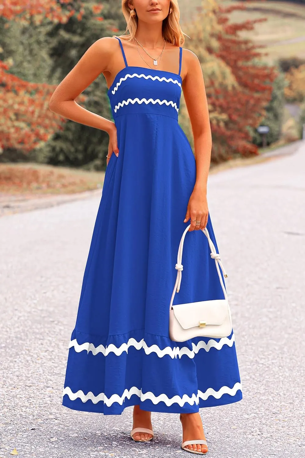 PRETTYGARDEN Women's 2025 Summer Flowy Maxi Dress Casual Sleeveless Spaghetti Strap Ruffle Beach Long Dresses