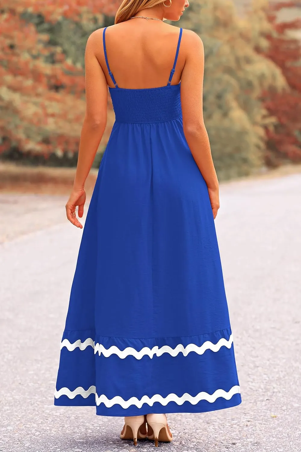 PRETTYGARDEN Women's 2025 Summer Flowy Maxi Dress Casual Sleeveless Spaghetti Strap Ruffle Beach Long Dresses