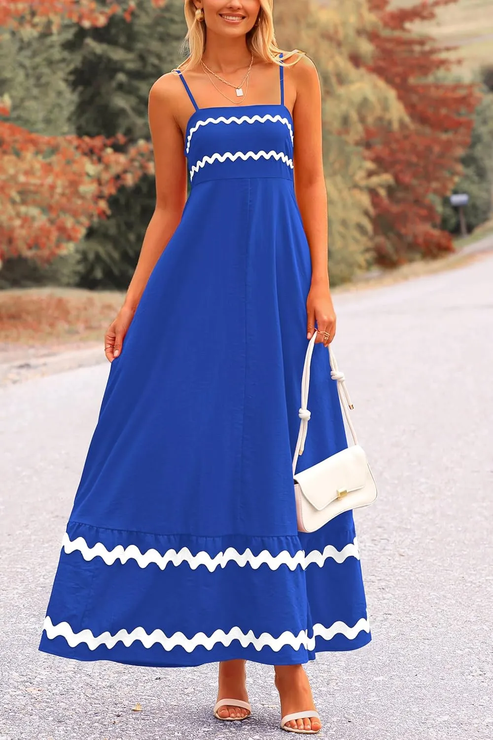PRETTYGARDEN Women's 2025 Summer Flowy Maxi Dress Casual Sleeveless Spaghetti Strap Ruffle Beach Long Dresses