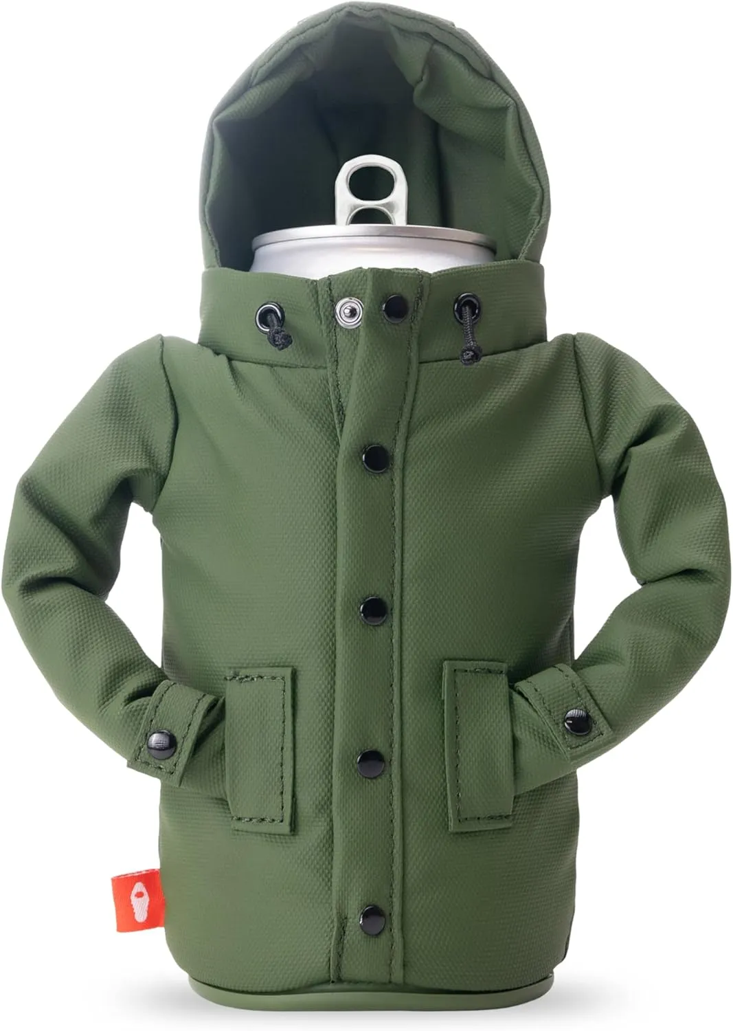 Puffin - The Raincoat Jacket - Insulated Tall Can & Bottle Cooler I Beer Bottle & Soda Can Insulator, Keep Drinks and Beverages Cold - Olive Green