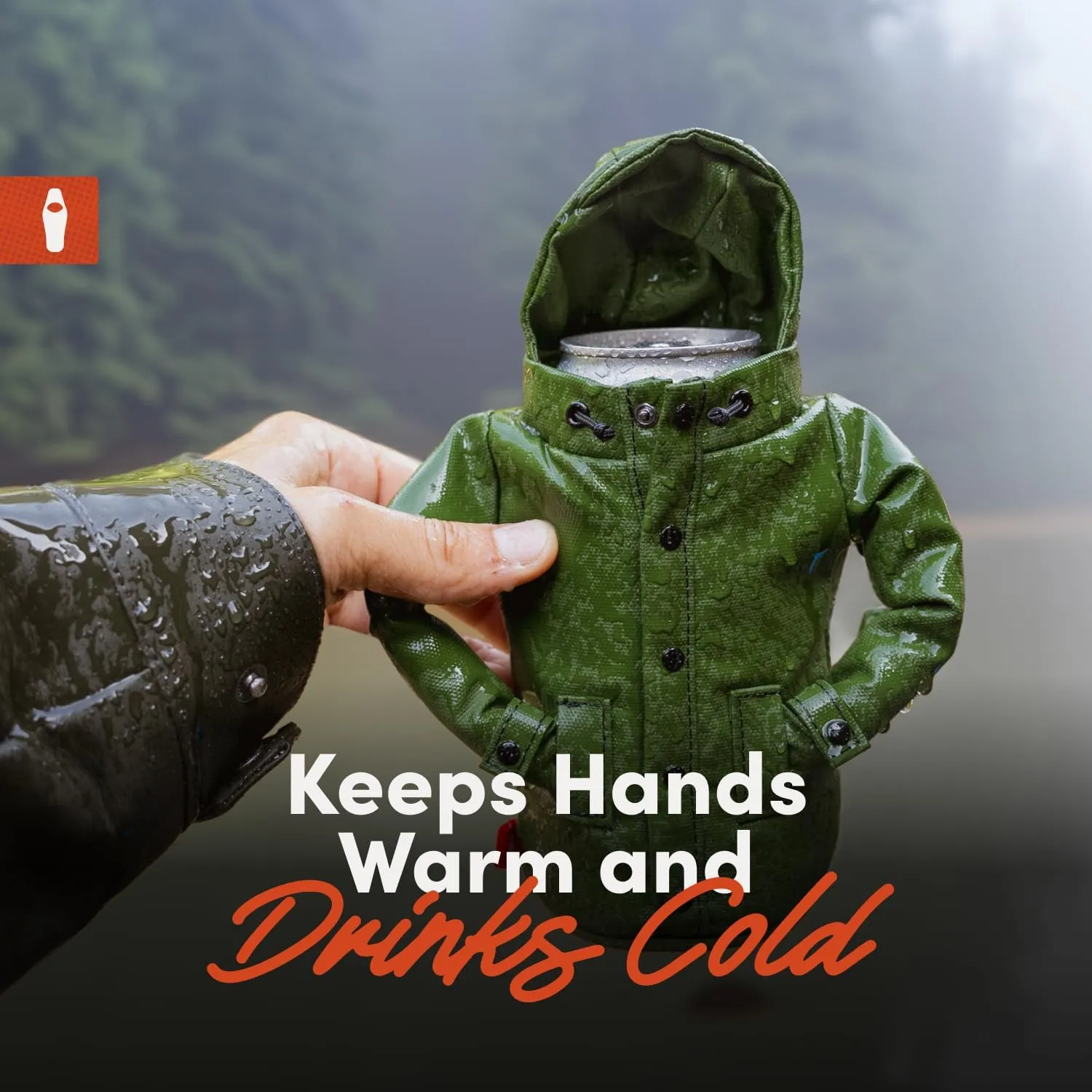 Puffin - The Raincoat Jacket - Insulated Tall Can & Bottle Cooler I Beer Bottle & Soda Can Insulator, Keep Drinks and Beverages Cold - Olive Green