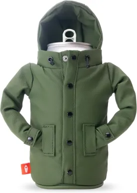 Puffin - The Raincoat Jacket - Insulated Tall Can & Bottle Cooler I Beer Bottle & Soda Can Insulator, Keep Drinks and Beverages Cold - Olive Green